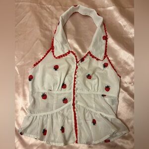 SHEIN White Top with Red Embroidery